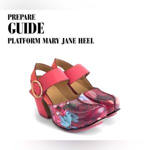 Fluevog NEARLY NEW Prepare Guide pink/floral platform heel Mary Jane - 8/8.5